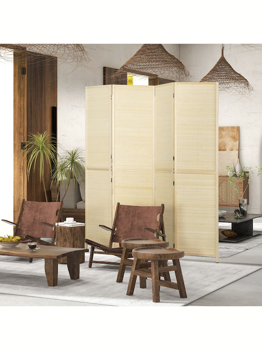 HomCom Decorativ Paravan din Rattan cu 4 Panouri 180x180cm