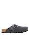 Birkenstock Boston Leoi Leder Herrensandalen in Schwarz Farbe Schmal Passform