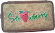 Square Beige Brown Strawberry 3D Quadruple Filled Pencil Case