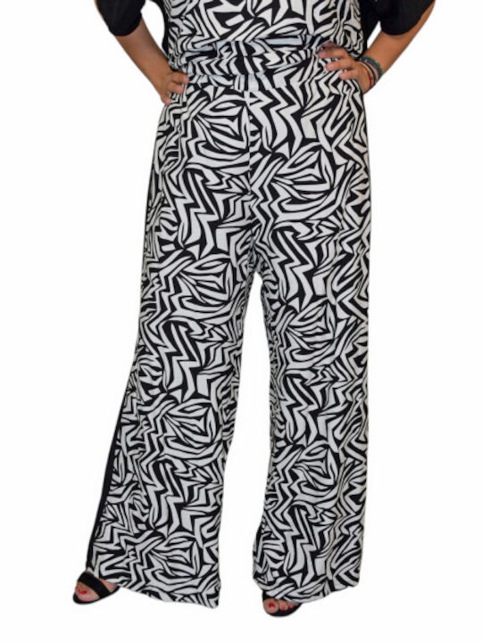 Morena Spain Damen Stoff Palazzo-Hose in Normaler Passform Black