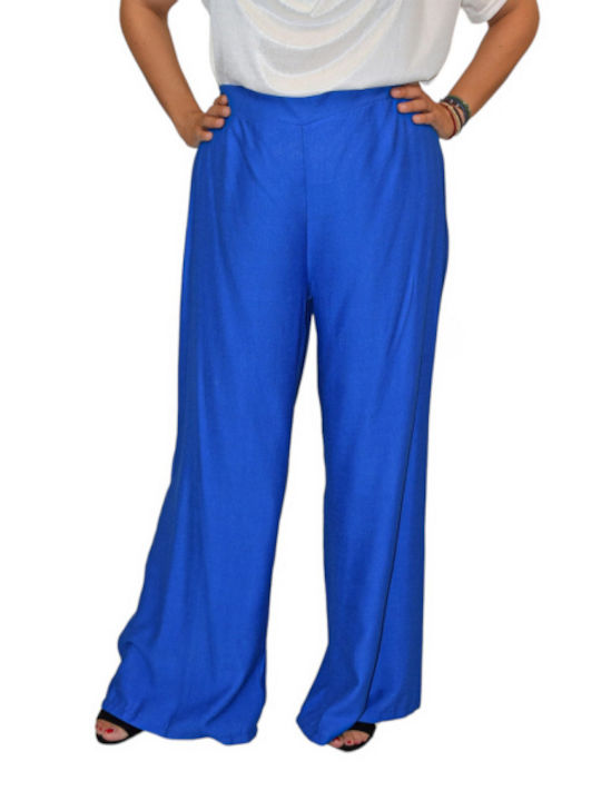 Morena Spain Women's Fabric Trousers in Regular Fit Blue