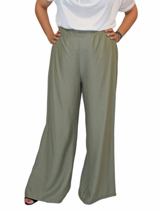 Morena Spain Damen Stoff Palazzo-Hose in Normaler Passform khaki