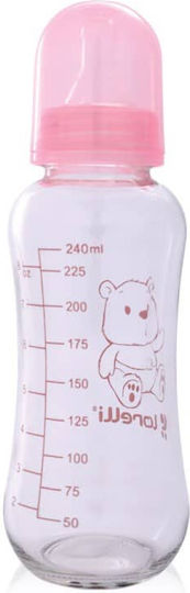 Lorelli Glass Baby Bottle Anti-Colic with Silicone Teat for 0+ Months Pink 240ml