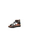 Tamaris Leather Women's Flat Sandals in Black Color