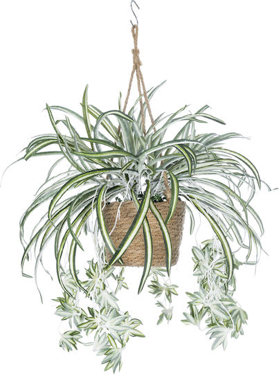 Globostar? Artificial Garden Chlorophytum Comosum Hanging Plant 20638 Τεχνητό Κρεμαστό Διακοσμητικό Χλωρόφυτο Y50cm