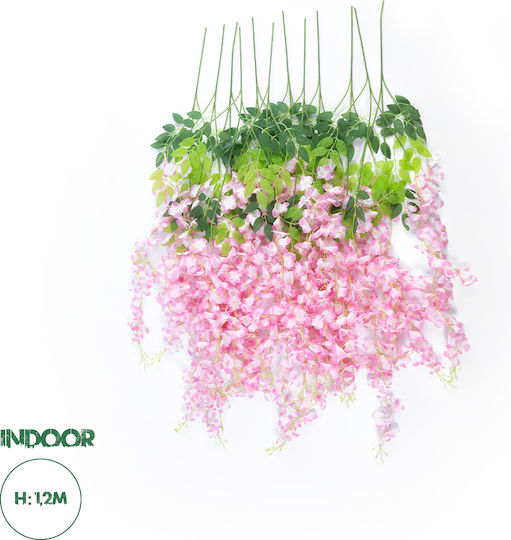 Globostar Artificial Garden Pale Pink Wisteria Flower Branch 21511 Σετ 12 Τεχνητά Διακοσμητικά Κλαδιά Βιστέριας Απαλό Ροζ Φ45 X Υ120cm