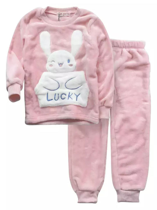 Evita Pijama pentru copii De iarnă Catifelată Pink