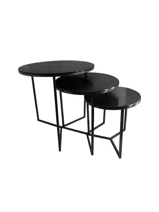 Side Table Aluin Black 3pcs L60xW60xH60cm