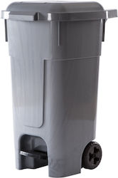 VIolet Plastic Wheeled Waste Bin 80lt with Pedal Gray