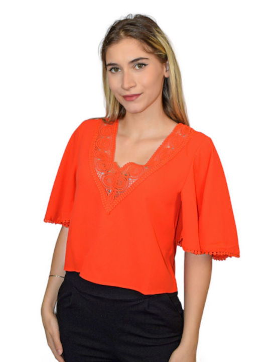 Morena Spain Women's Crop Top Short Sleeve orange