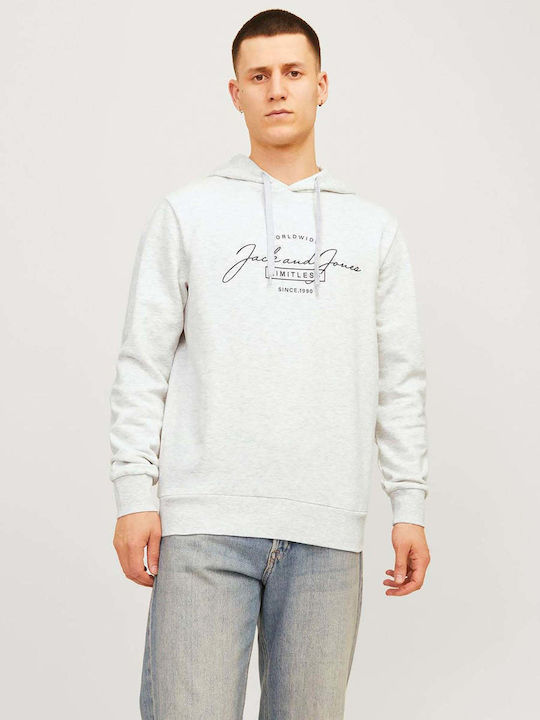 Jack & Jones Φούτερ με Κουκούλα White Melange