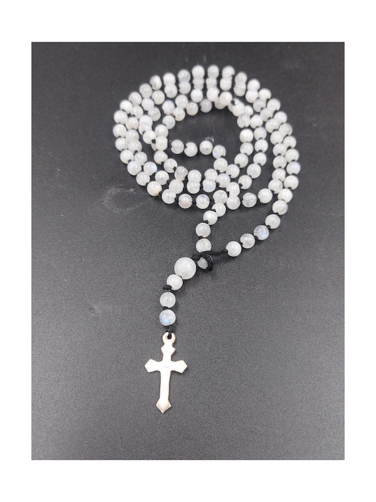 Rosary Beads Moonstone Cross Silver 925