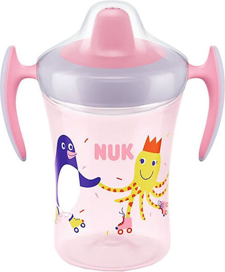 Nuk Evolution Trainer Cup Educational Sippy Cup Plastic with Handles Pink Octopus for 6m+m+ 230ml