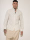 Long Sleeve Shirt in Narrow Fit Striped Off White
