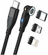 RealPower Magnetic USB to Lightning / Type-C / micro USB Cable Μαύρο 1m (439615)