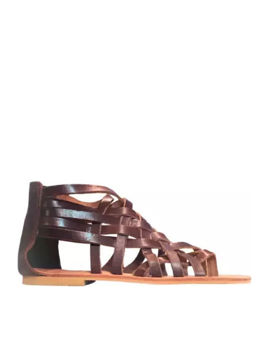 Women's Flat Sandals in Brown Color