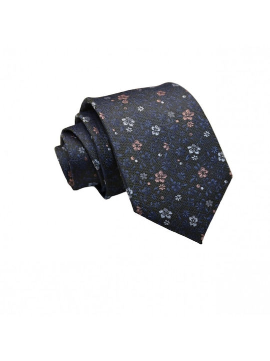 Silk Tie Olive Blue Floral 8cm