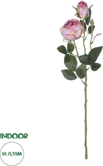Decorative Artificial Flower Rose Pink 55cm GloboStar