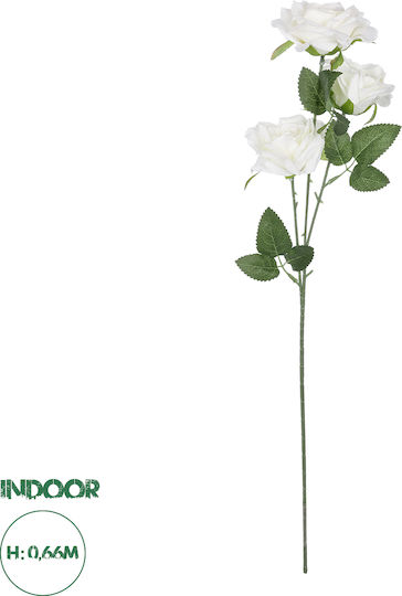 Decorative Artificial Flower Rose White 66cm GloboStar