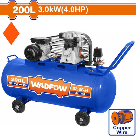 Wadfow Einphasig Luftkompressor 83dB mit Leistung 4hp und Lufttank 200Es WAP4R22