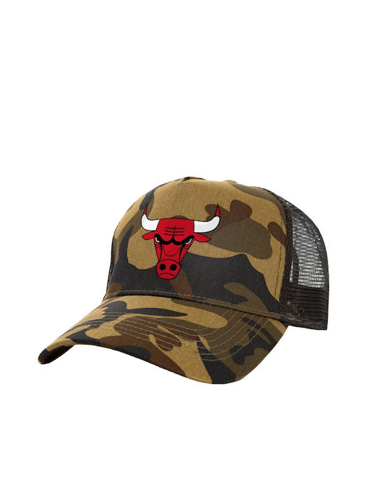 Chicago Bulls Adult Structured Trucker Mesh Variation Army 100% Cotton Adult Unisex One Size