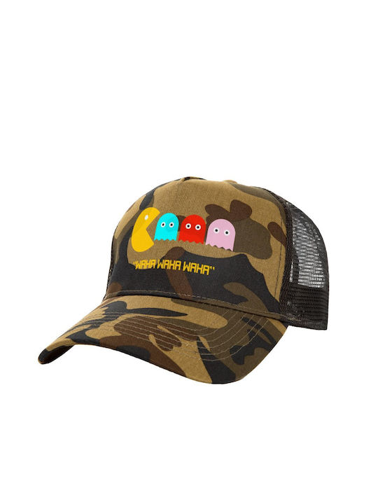 Pacman Waka Waka Waka Erwachsene Strukturierte Trucker-Mütze Mesh-Variante Armee 100% Baumwolle Erwachsene Unisex Einheitsgröße