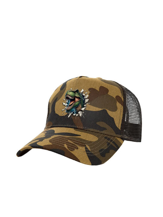 Dinosaur Break Wall Adult Hat Structured Trucker Mesh Variation Army 100% Cotton Adult Unisex One Size