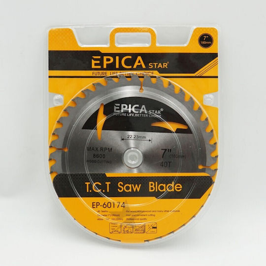 Epica Star Δίσκος Κοπής Ξύλου με 40 Δόντια 180mm