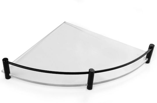 Karag Corner Wall Mounted Bathroom Shelf Glass 25x25x4cm Black