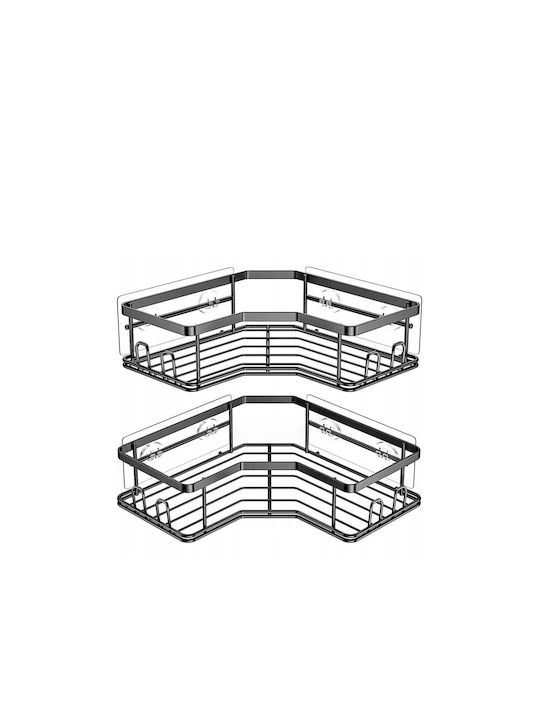 Aria Trade Γωνιακή Επιτοίχια Ραφιέρα Μπάνιου Μεταλλική