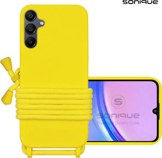 Silikonhülle mit Trageband für Samsung Galaxy A15 4G und Galaxy A15 5G, Gelb