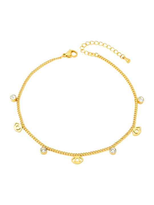 Callajewels Vergoldetes Fußarmband aus Stahl mit Zirkon