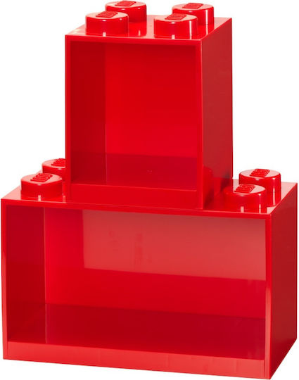 Παιδικό Ράφι Lego Τοίχου Κόκκινο 31.8x16x21εκ.
