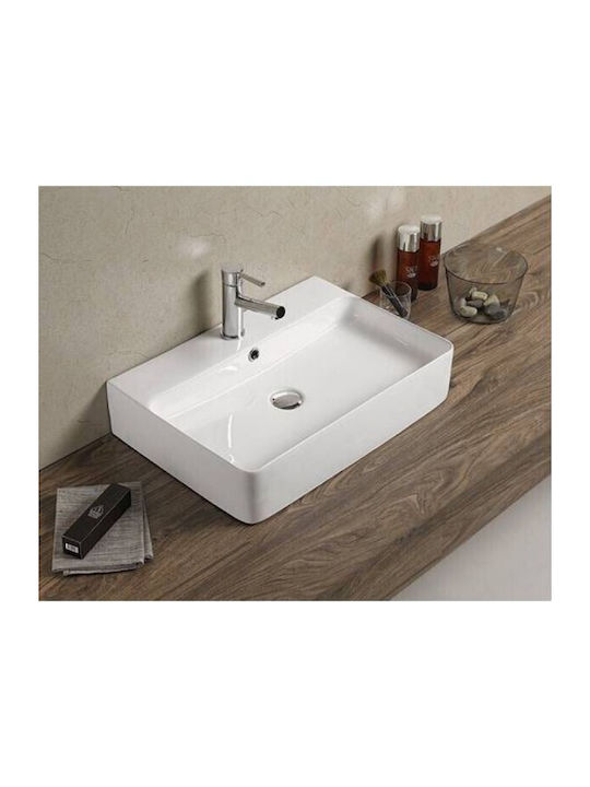 Tema Wall Mounted Vessel Sink Porcelain 50x42x12.5cm White
