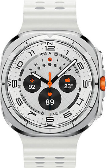 Samsung Galaxy Watch Ultra Titanium 47mm Αδιάβροχο με eSIM και Παλμογράφο (Titanium White)
