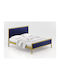 Queen Double Upholstered Bed with Fabric Gold for Mattress 150x200cm