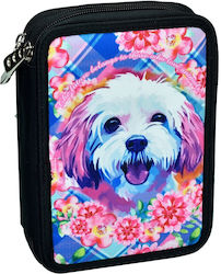 Double Pencil Case Love Dog Filled with 2 Compartments