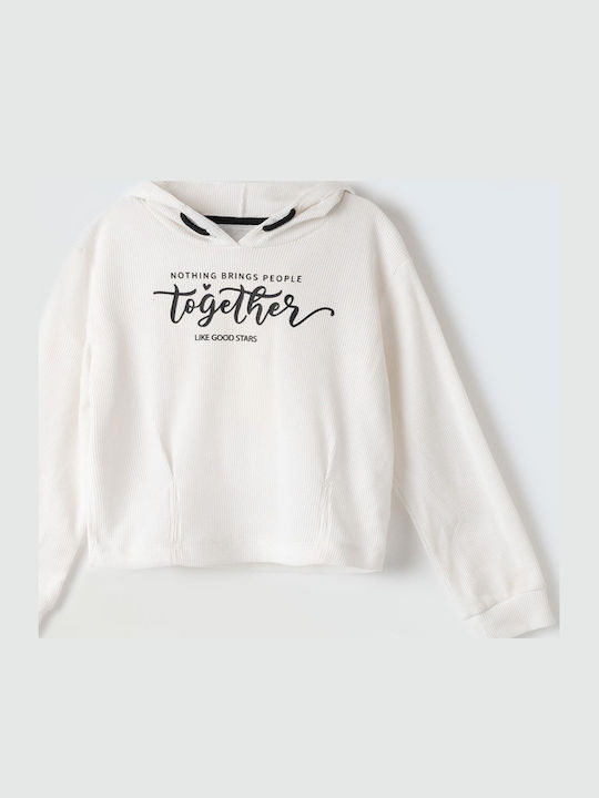 Evita Kids Sweatshirt with Hood and Pockets White