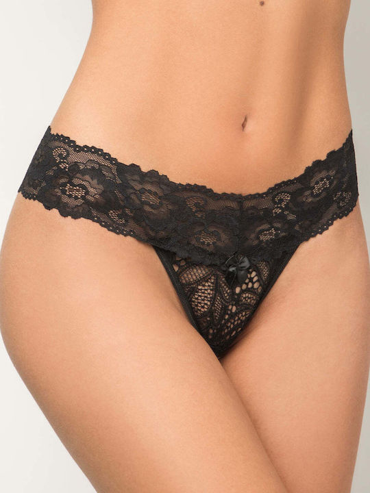 Milena by Paris Women's String with Lace Black