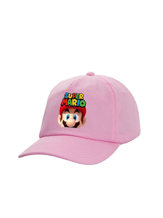 Koupakoupa Παιδικό Καπέλο Jockey Υφασμάτινο Super Mario Ροζ