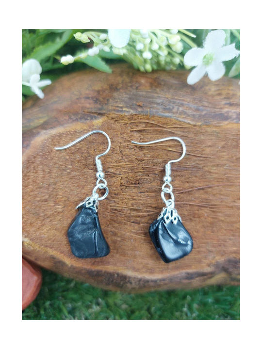 Polished Black Tourmaline Earrings