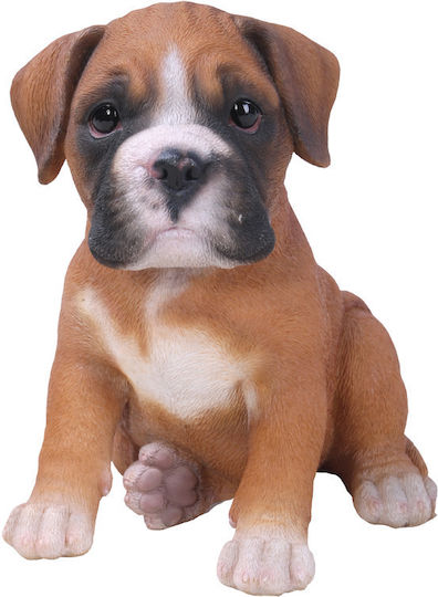 Boxer Hund Boxer sitzend Braun-Weiß Harz 15,01 x 15,01 x 11,51 cm