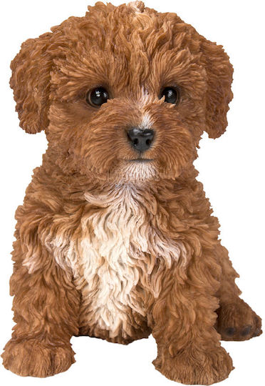 Cavapoo Hund Braun-Weiß sitzende Harzfigur 11,4 x 15 x 16,2 cm