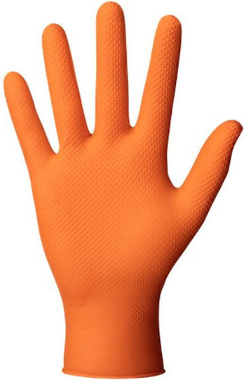 AMiO Gloves for Work Disposable Orange Nitrile 50pcs