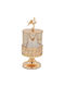 Keskor Metallic Sweet Jar with Lid and Foot Gold 11x11x24cm