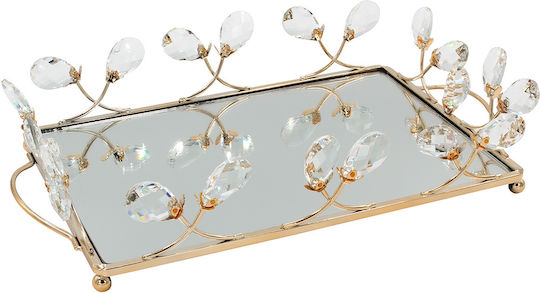 Keskor Metallic Rectangular Decorative Tray with Mirror 35x22x7cm