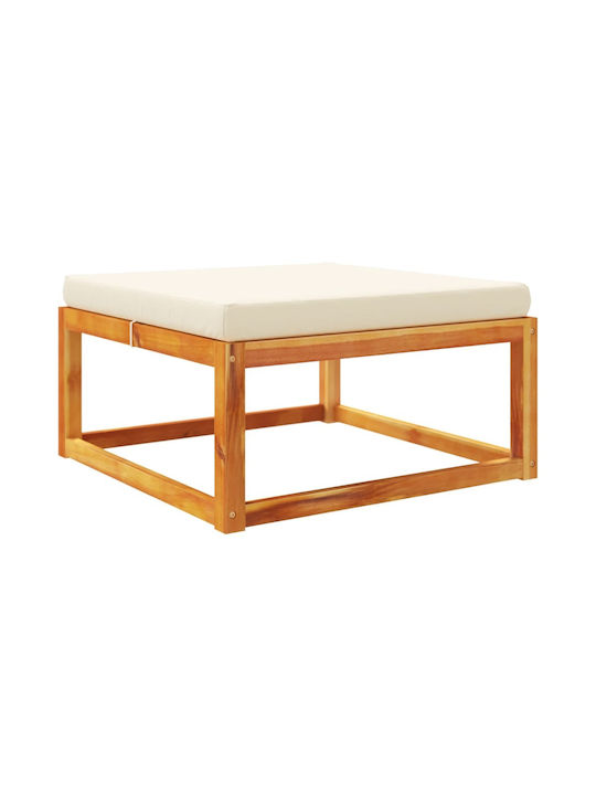 Wooden Cube Garden Stool with Cushion Brown 65x65x29cm