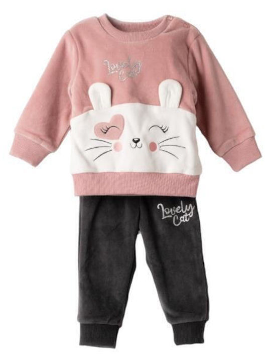 Kids Sweatpants Set Pink 2pcs