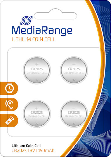 MediaRange Batterien Lithium für Uhren CR2025 3V 4Stück