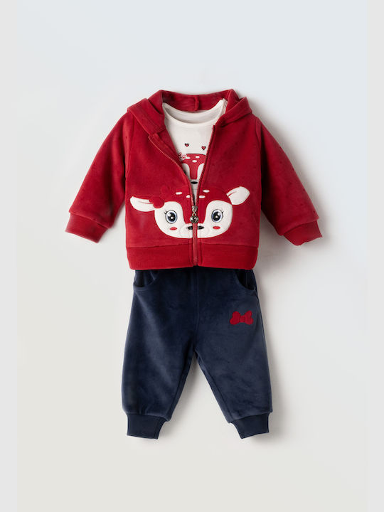 Evita Kids Sweatpants Set Red 3pcs